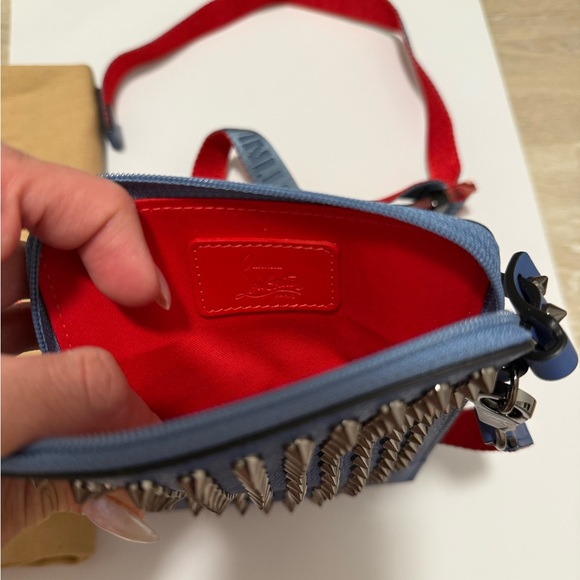 Authentic Christian Louboutin Loubilab Blue Studded Crossbody Bag - Picture 4 of 6